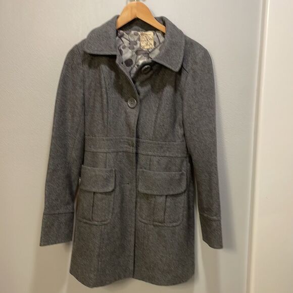 TULLE woman’s grey wool trench coat - Picture 2 of 9